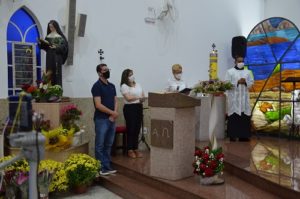Foto da missa do terceiro dia do tríduo da festa de Santa Rita de Cássia 2021